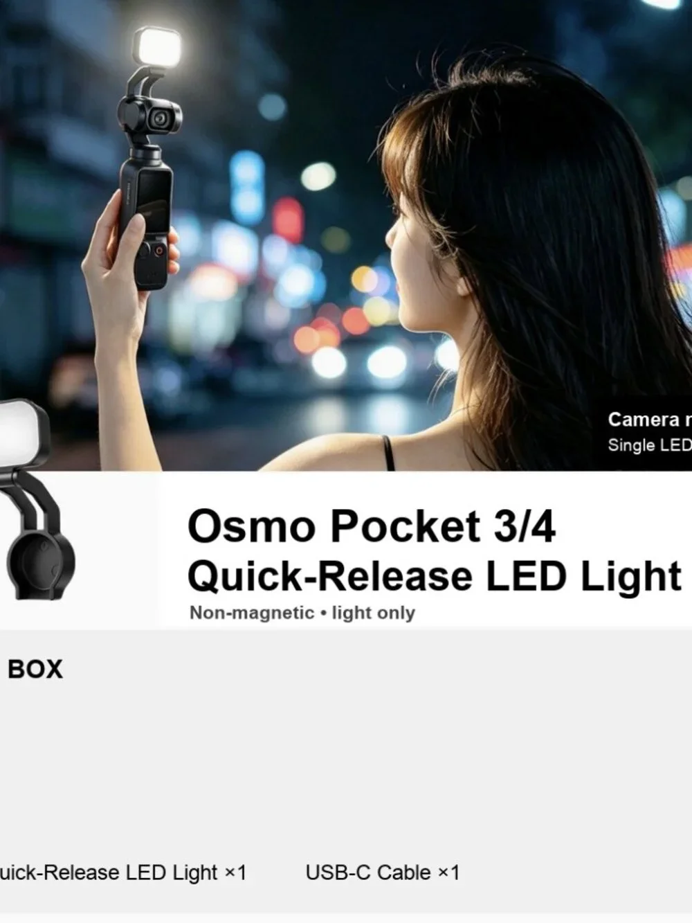Quick-Release LED Light for Osmo Pocket 3/4 (Non-Magnetic)